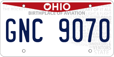 OH license plate GNC9070