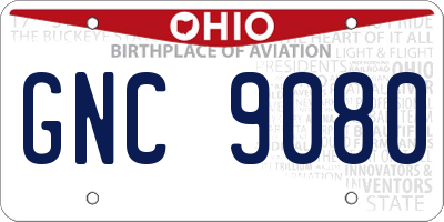 OH license plate GNC9080