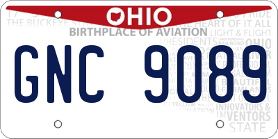OH license plate GNC9089