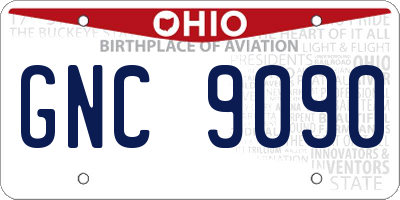OH license plate GNC9090