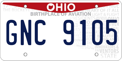 OH license plate GNC9105