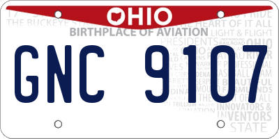 OH license plate GNC9107