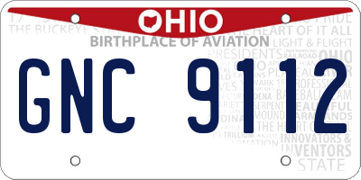 OH license plate GNC9112