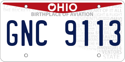 OH license plate GNC9113