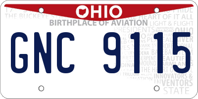 OH license plate GNC9115