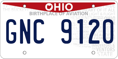 OH license plate GNC9120