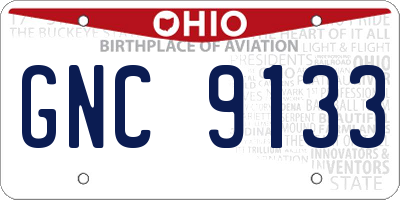 OH license plate GNC9133