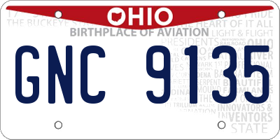 OH license plate GNC9135