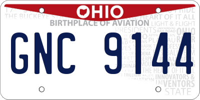 OH license plate GNC9144