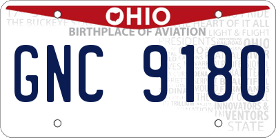 OH license plate GNC9180