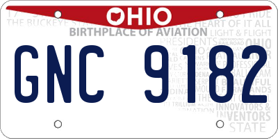 OH license plate GNC9182