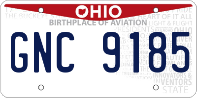 OH license plate GNC9185