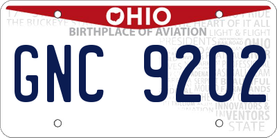 OH license plate GNC9202