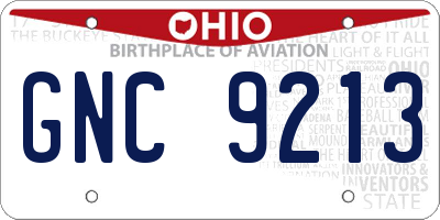 OH license plate GNC9213