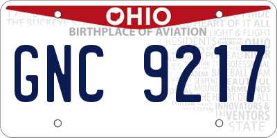 OH license plate GNC9217