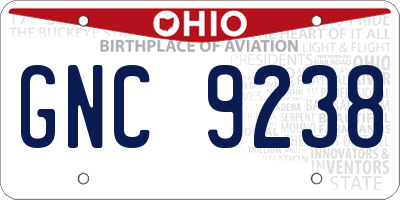 OH license plate GNC9238