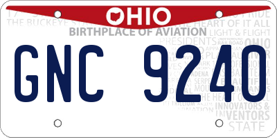 OH license plate GNC9240