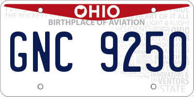OH license plate GNC9250