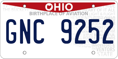OH license plate GNC9252