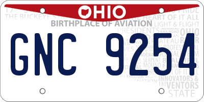 OH license plate GNC9254