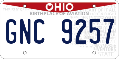 OH license plate GNC9257