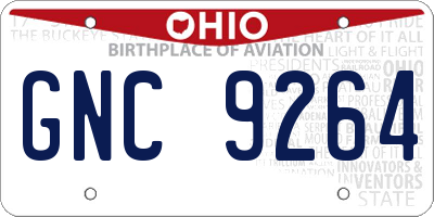 OH license plate GNC9264