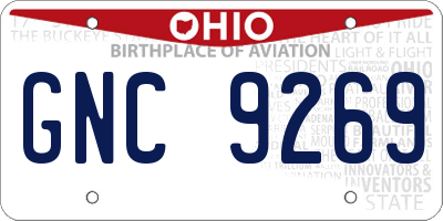 OH license plate GNC9269
