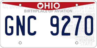 OH license plate GNC9270