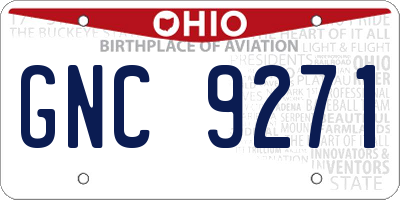 OH license plate GNC9271
