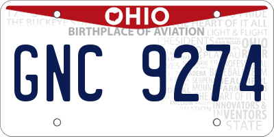 OH license plate GNC9274
