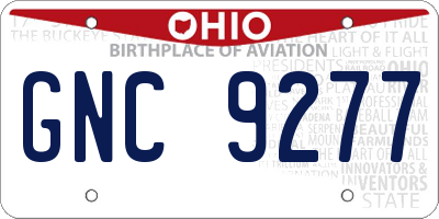 OH license plate GNC9277