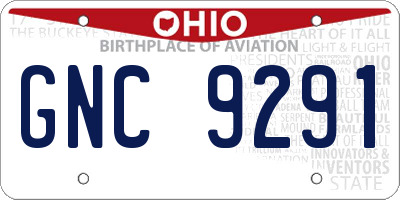 OH license plate GNC9291