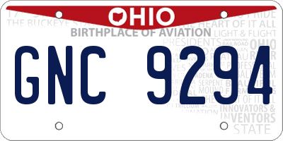 OH license plate GNC9294
