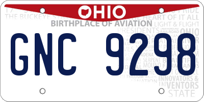 OH license plate GNC9298