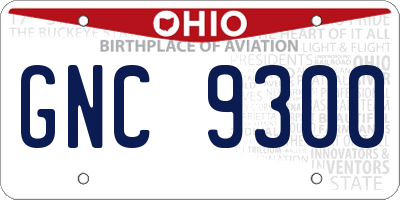 OH license plate GNC9300