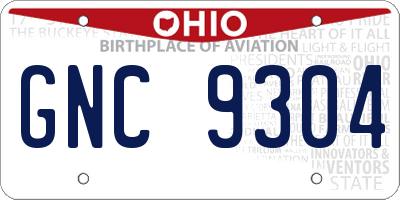 OH license plate GNC9304