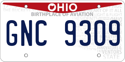 OH license plate GNC9309