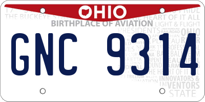 OH license plate GNC9314
