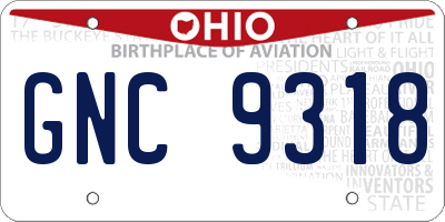OH license plate GNC9318