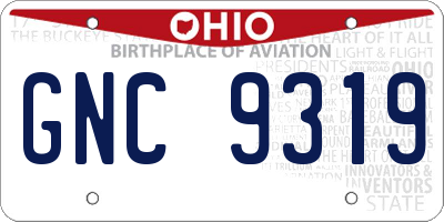OH license plate GNC9319