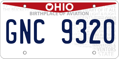OH license plate GNC9320