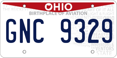 OH license plate GNC9329