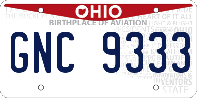 OH license plate GNC9333