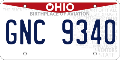 OH license plate GNC9340