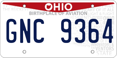OH license plate GNC9364