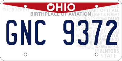 OH license plate GNC9372