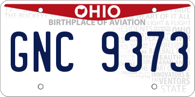 OH license plate GNC9373