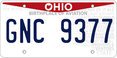 OH license plate GNC9377