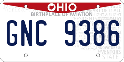 OH license plate GNC9386