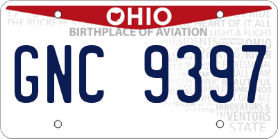 OH license plate GNC9397